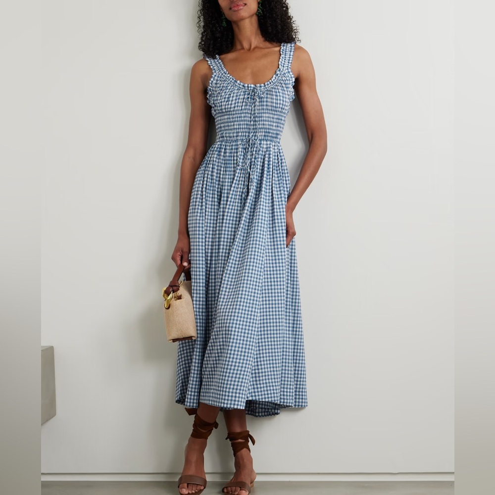 Doen Blue Checkered Maxi Dress